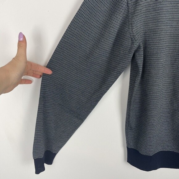 hickey freeman Pure New wool sweater Navy Blue Stripped Size Small​​​​​ - Picture 4 of 5